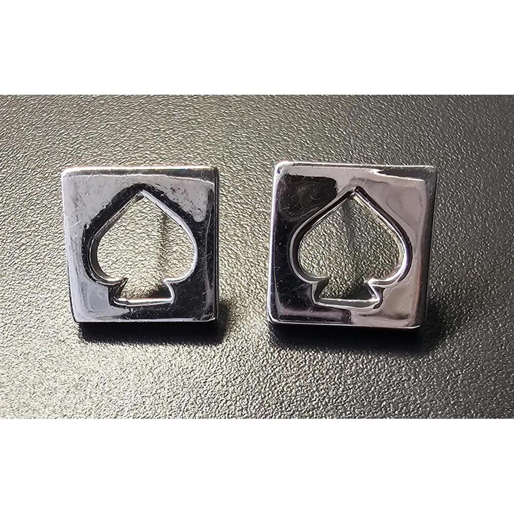 Silver Hole Punch Ace Stud Earrings